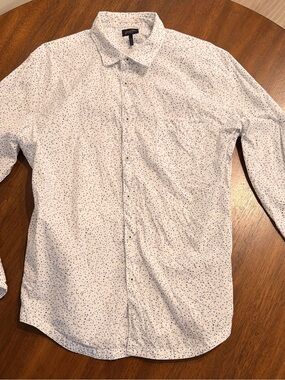 Good Man Brand Men’s White Blue Print Button-Up Shirt – Size Large